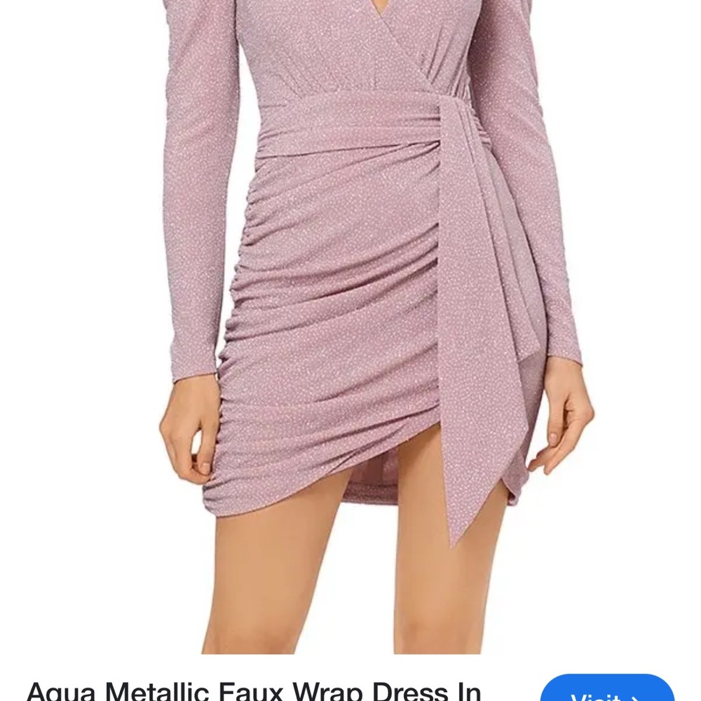 Aqua metallic pink Faux wrap dress